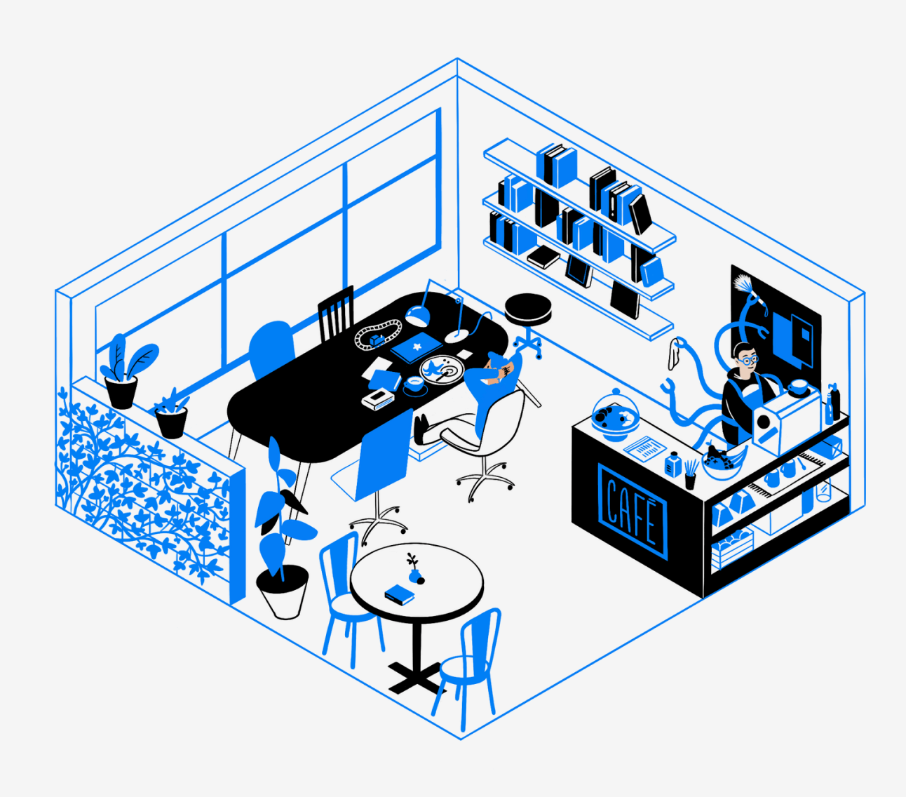 Interior de la cafetería